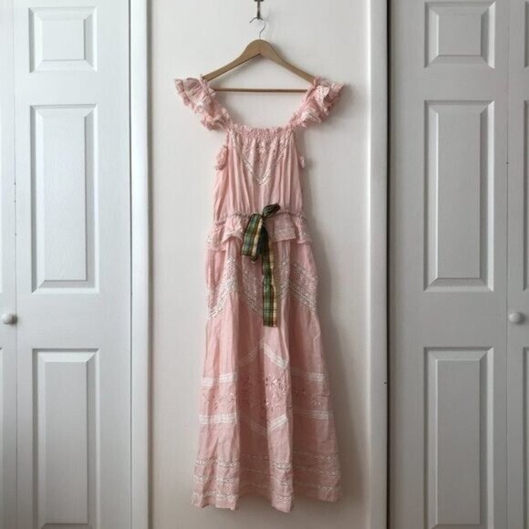 LoveShackFancy Cody Cinched Waist Linen Midi Dress - Picture 5 of 13